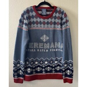 NWOT Teremana Men's Sweater Size Med Holiday Knit Promo Tequila Blue Red White
